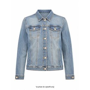 Maurices Jean Jacket Women's 3X Plus Blue Distressed Button Front‎ Stretch